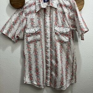 VTG Chute #1 Men's Pearl Snap Floral Print Short Sleeve Western‎ Shirt Size M